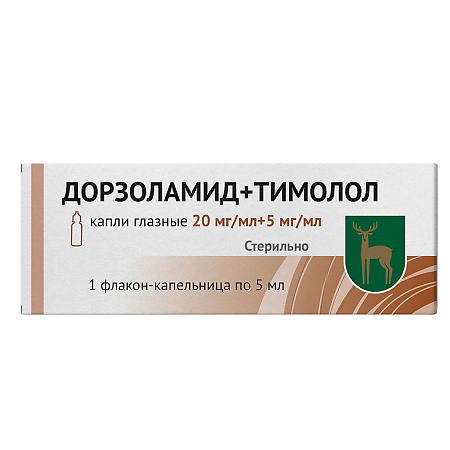 Дорзоламид+Тимолол капли глазные 20 мг/мл+5 мг/мл 5 мл фл-кап 1 шт