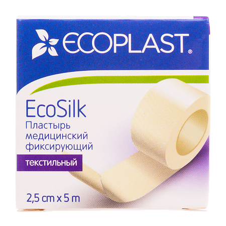 Ecoplast Пластырь EcoSilk медицинский фиксирующий текстильный 2,5 см х 5 м 1 шт