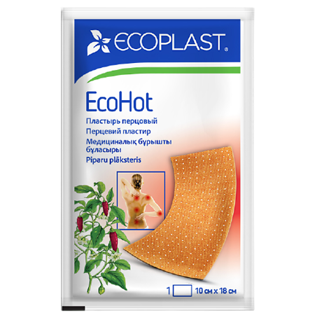 Ecoplast Пластырь медицинский перцовый EcoHot 10x18 1 шт