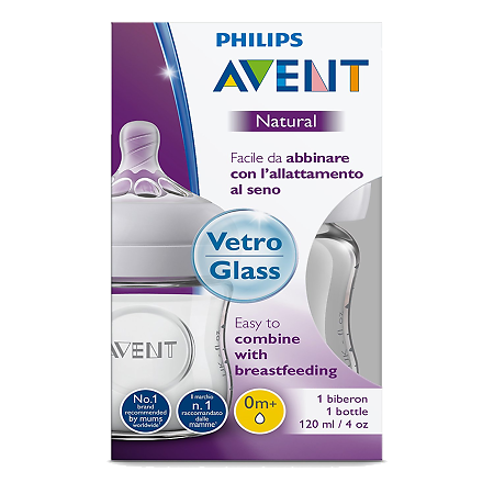 Philips Avent Бутылочка для кормления Natural стекло 0+ SCF051/17 120 мл 1 шт