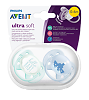 Philips Avent Пустышка силиконовая Ultra Soft Hello/Корабль 0-6 мес для мальчиков SCF222/01 2 шт