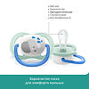 Avent Пустышка силиконовая Ultra Air Lime Слон/Пингвин 0-6 мес для мальчиков SCF080/05 2 шт