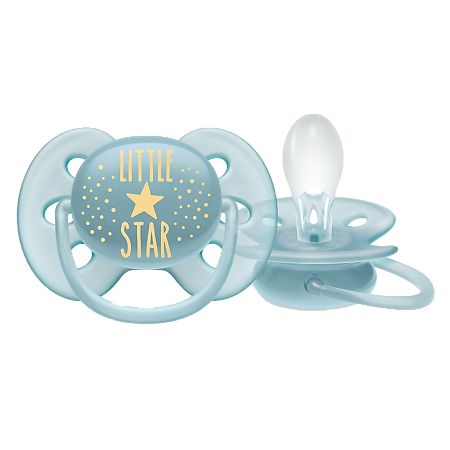 Philips Avent Пустышка силиконовая Ultra Soft Hello Star 6-18 мес для мальчиков SCF528/01 1 шт