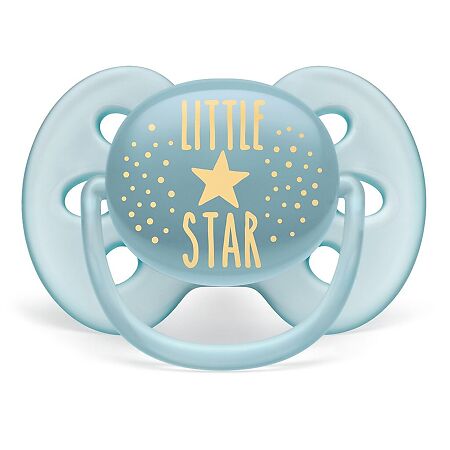 Philips Avent Пустышка силиконовая Ultra Soft Hello Star 6-18 мес для мальчиков SCF528/01 1 шт