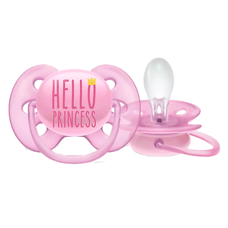 Philips Avent Пустышка силиконовая Ultra Soft Hello Princess 6-18 мес для девочек SCF529/01 1 шт