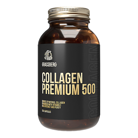 Grassberg Collagen Premium 500 Коллаген Премиум 500мг + Вит С 40мг капсулы массой 680 мг 120 шт