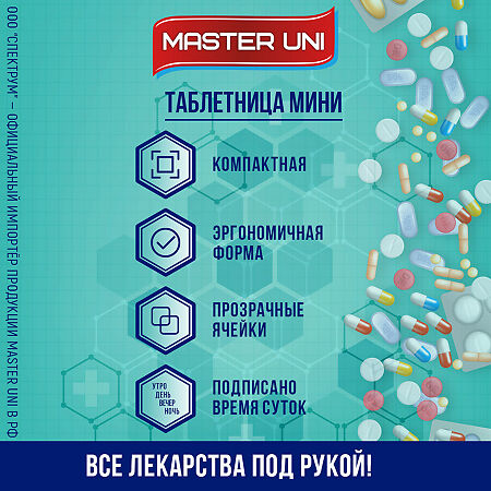 Master Uni Таблетница Мини 1 день утро/вечер/день/ночь 1 шт