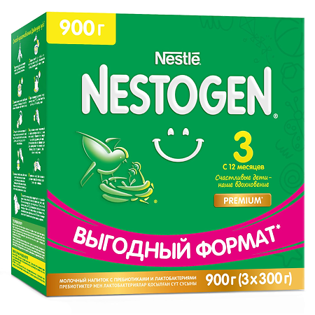 Nestogen 3 Молочко детское с пребиотиками и лактобактериями L.REUTERI с 12 мес. 900 г 1 шт