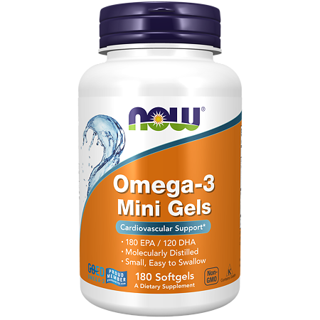 Now Omega-3 Mini Gels Омега-3 Мини гелевые капсулы массой 740 мг 180 шт