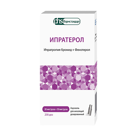 Ипратерол аэрозоль для ингаляций дозированный 20+50 мкг/доза 200 доз 1 шт