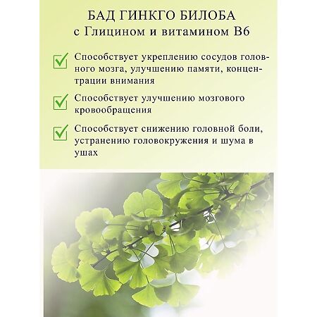 Green SIDE Гинкго билоба 80 мг с глицином и витамином В6 таблетки по 300 мг 120 шт