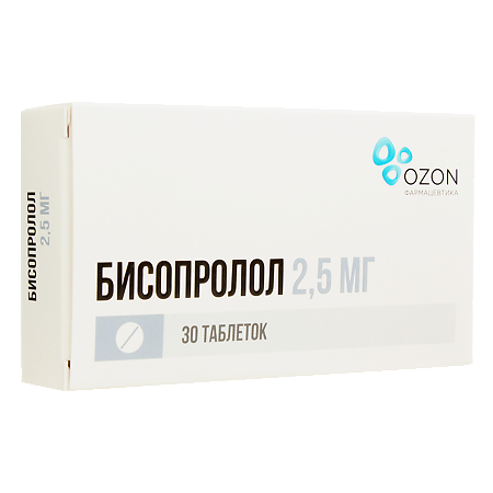 Бисопролол таблетки покрыт.плен.об. 2,5 мг 30 шт