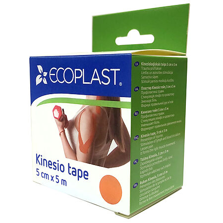 Ecoplast Кинезио тейп 5см х 5м оранжевый 1 шт