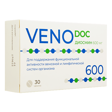 VENO DOC венотонизирующий диосмин 600 мг таблетки массой 1,1 г 30 шт