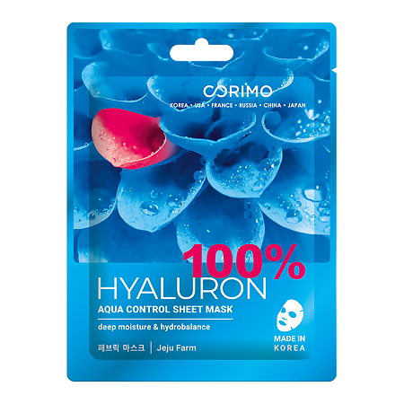 Corimo Тканевая маска для лица Акваконтроль 100% Hyaluron 22 г 1 шт