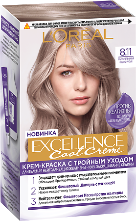 Loreal Paris Крем-краска для волос Excellence Cool Creme 8.11 Ультрапепельный 1 шт