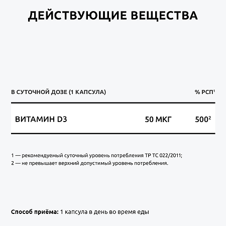 Витамин D3 2000 ME UltraBalance Premium капсулы массой 450 мг 60 шт