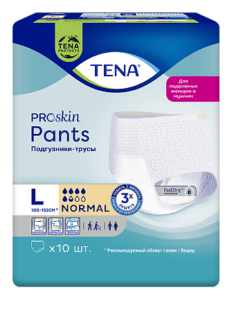 Tena ProSkin Pants Normal подгузники для взрослых (трусы) разм.L (100-135 см) 10 шт