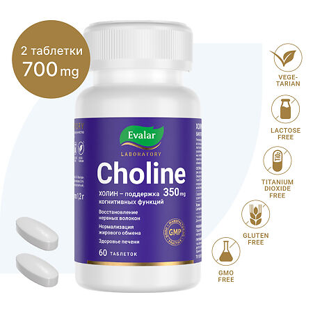 Холин 350 мг/Choline 350 mg таблетки по 1,2 г 60 шт