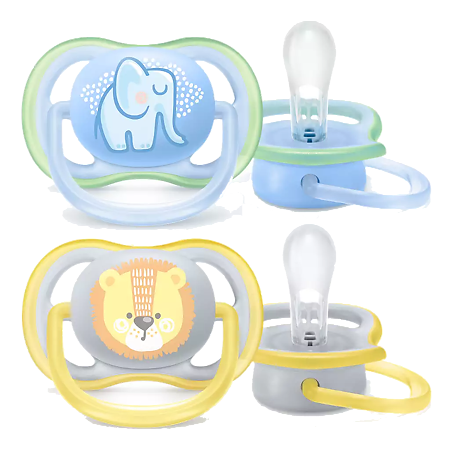 Philips Avent Пустышка Ultra Air SCF085/01 в комплекте с футляром для хранения и стерилизации 0-6 мес 2 шт