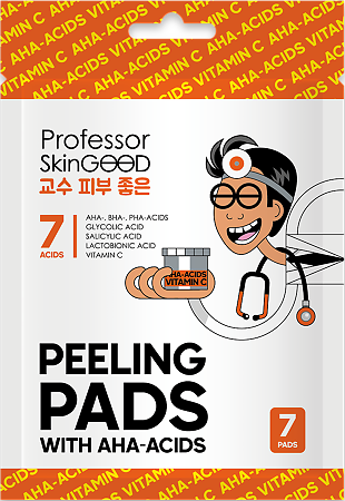 Professor SkinGOOD Набор тканевых пилинг-дисков для лица AHA-кислотами и вит С Peeling Pads With Aha-acids 7 шт