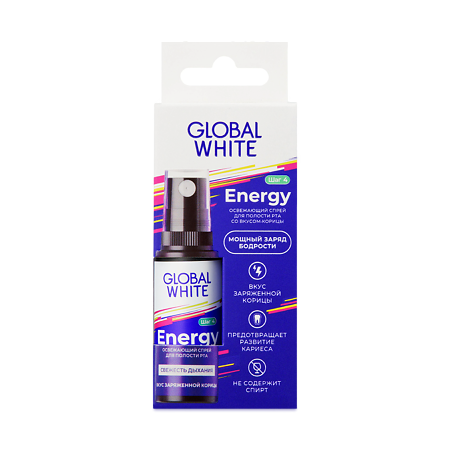 Global White Спрей освежающий Energy для полости рта со вкусом корицы 15 мл 1 шт