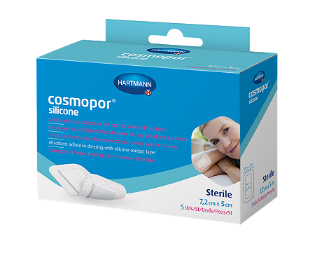 Повязка Космопор силикон/Cosmopor silicone на рану впитывающая пластырного типа 7,2 х 5 см 5 шт