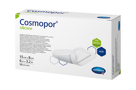 Повязка Космопор силикон/Cosmopor silicone на рану впитывающая пластырного типа 15 х 8 см 10 шт