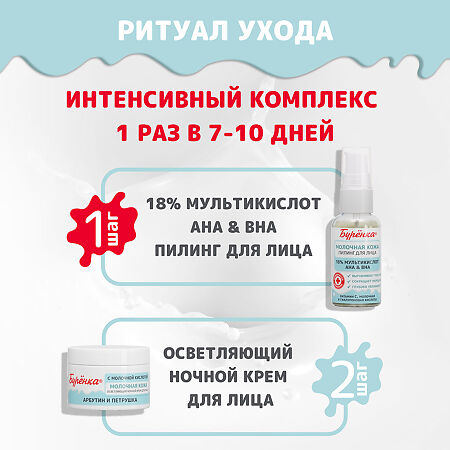 Лошадиная сила Буренка Пилинг для лица мультикислотный 18% AHA&BHA 50 мл 1 шт